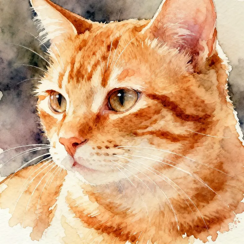 Generic AI-generated watercolor cat