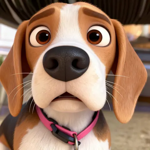 Beagle portrait in Pixar 3D style
